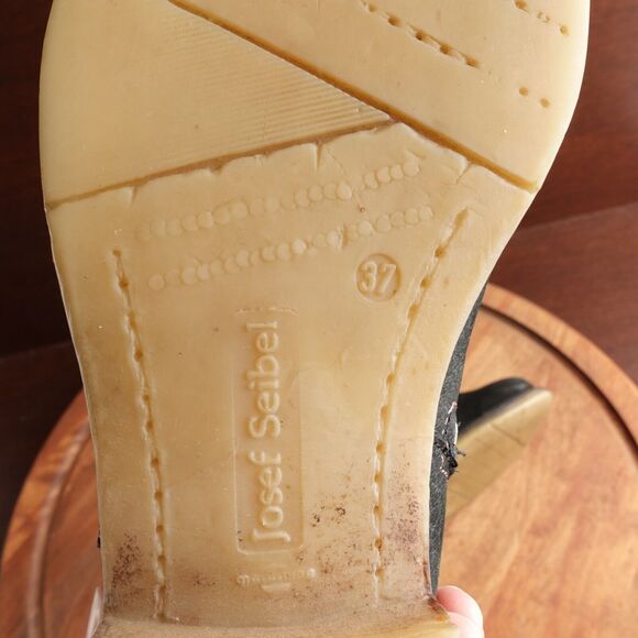 Josef Seibel Boots Womens SZ EU 37 US 6-6.5 BLK Sienna 01 Leather Back Tie Ankle - Picture 13 of 16